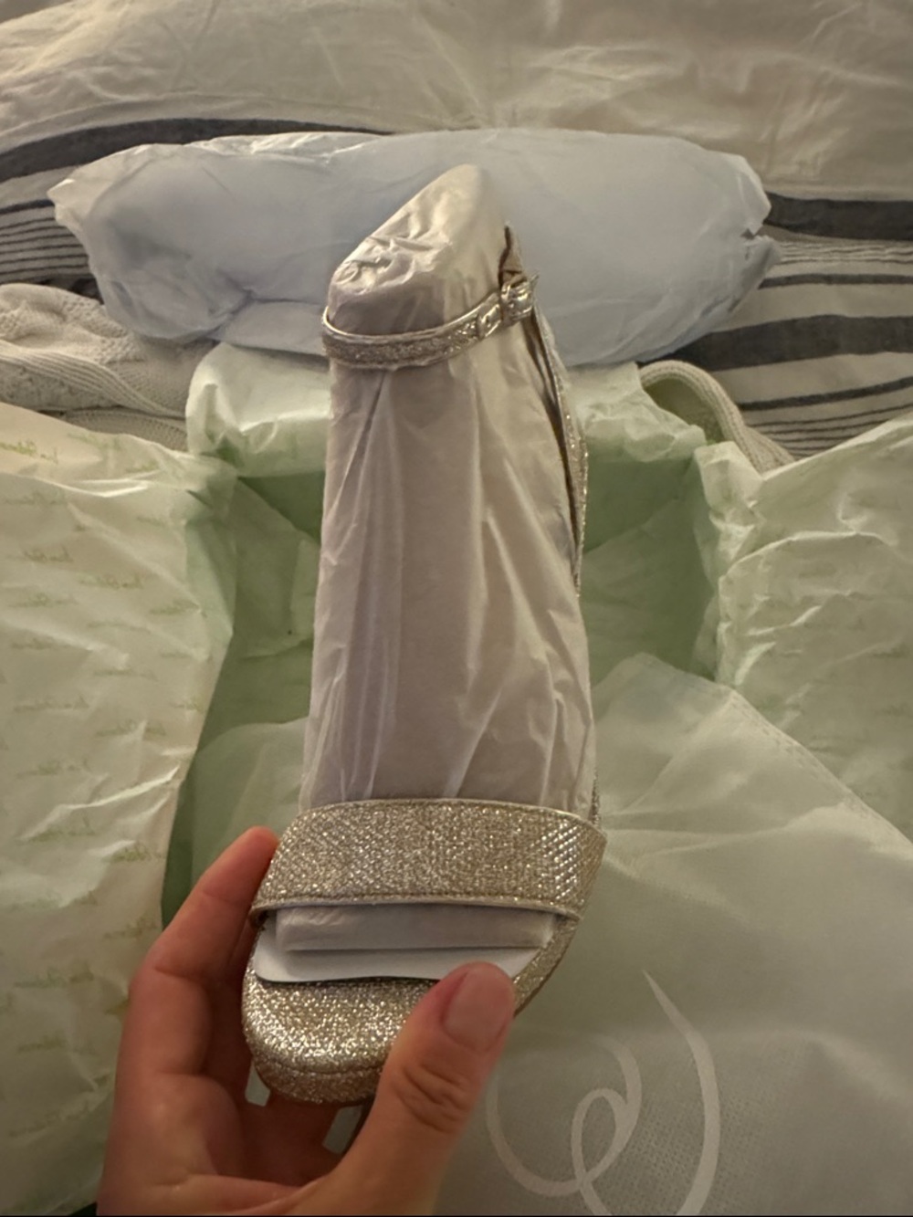 Sam Edelman Silver Glitter Ankle-Strap Platform Heels - Picture 3 of 10